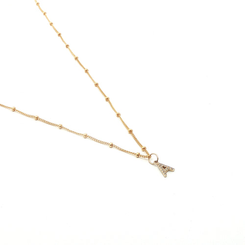14K Initial Diamond Pendant with 14K Gold Filled Satellite Chain