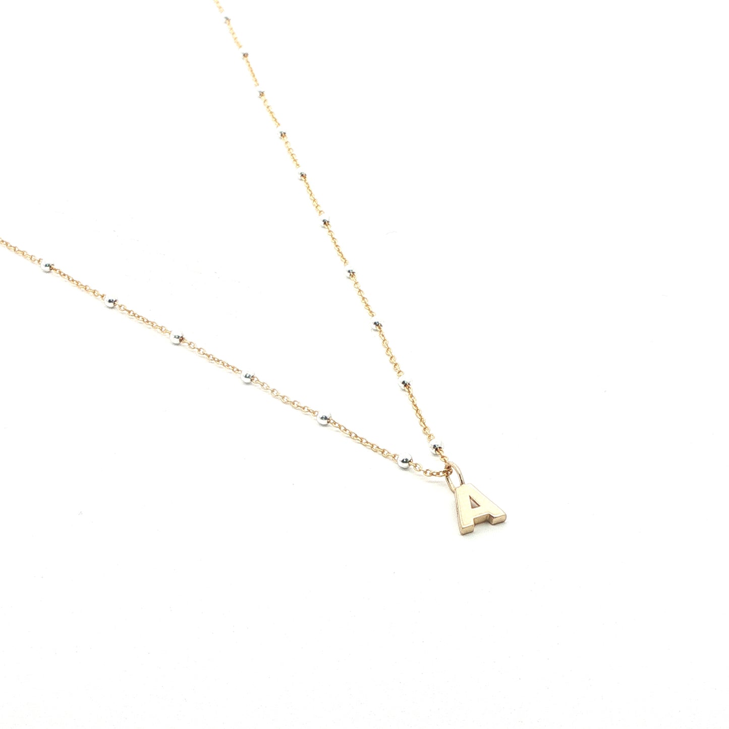 14K Initial Gold Block Letter w/ 14K Gold Filled Satellite Chain