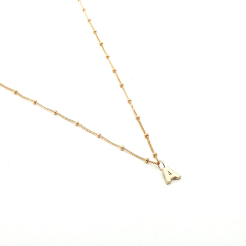 14K Initial Gold Block Letter w/ 14K Gold Filled Satellite Chain