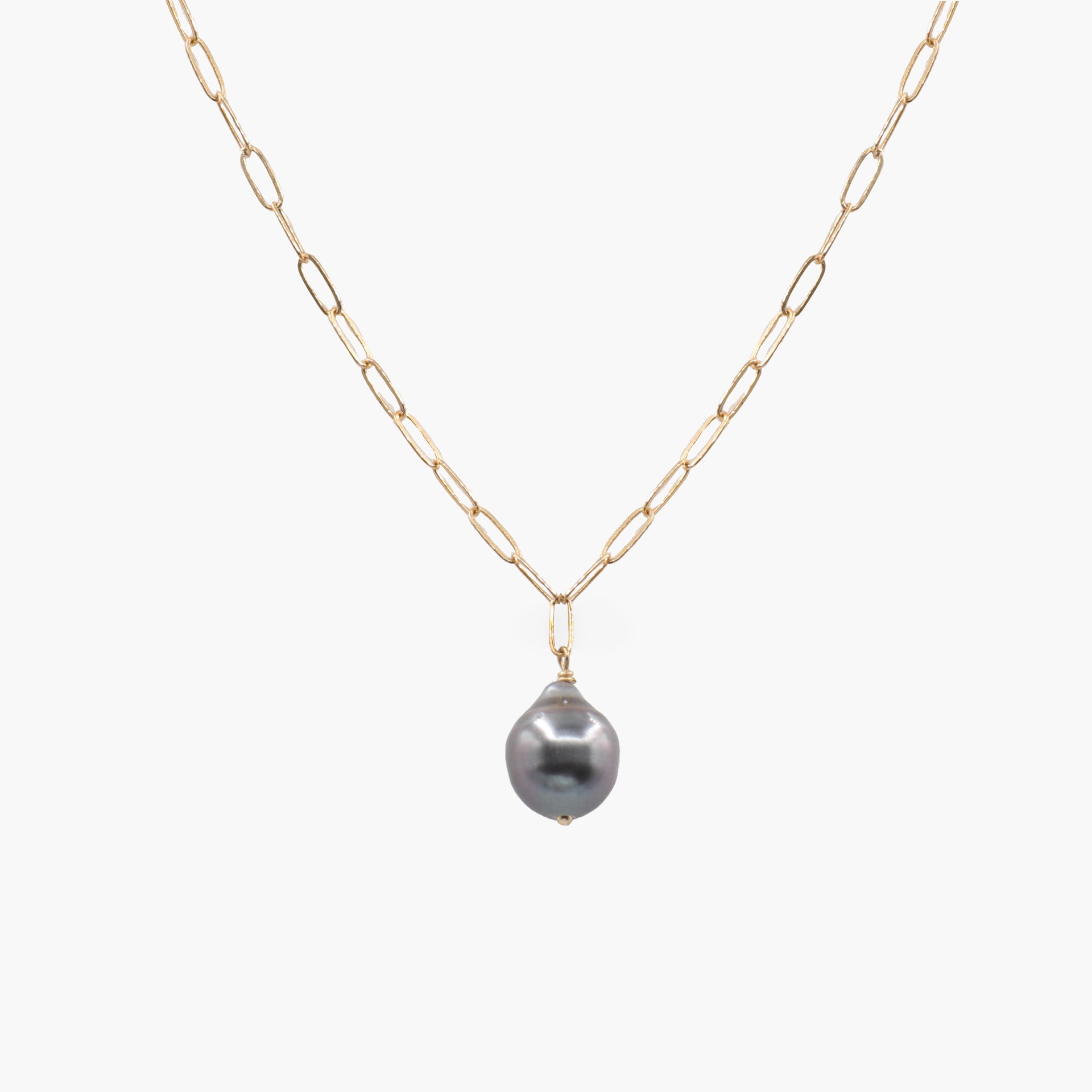 Tahitian Pearl on Thin Paperclip Chain Chan Lu