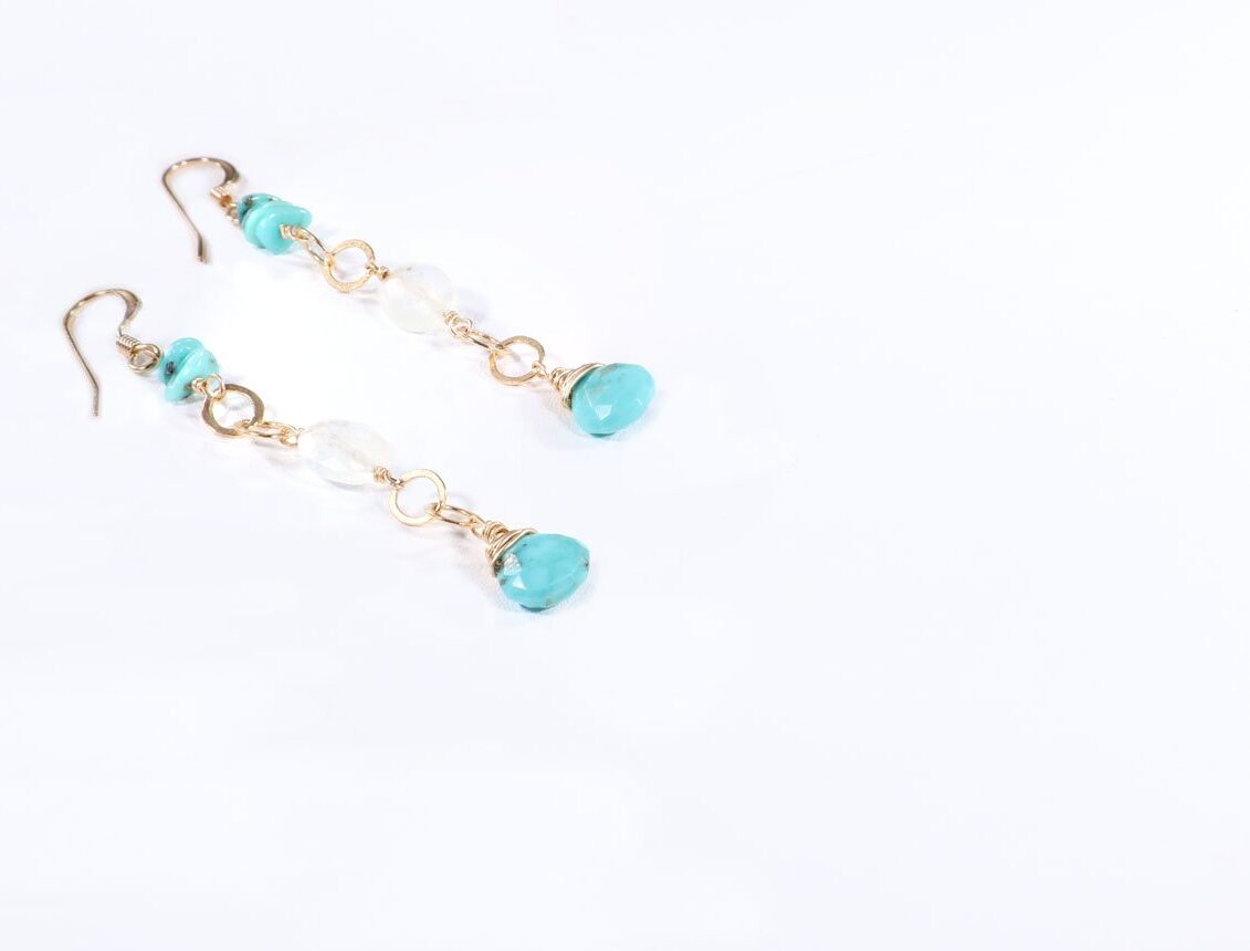 Turqouise with Moonstone Earrings Side