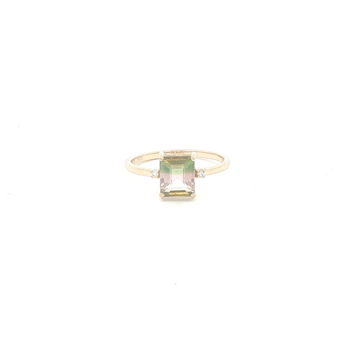 14K Watermelon Tourmaline Diamond Accent Ring