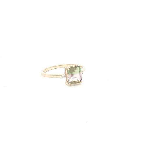 14K Watermelon Tourmaline Diamond Accent Ring