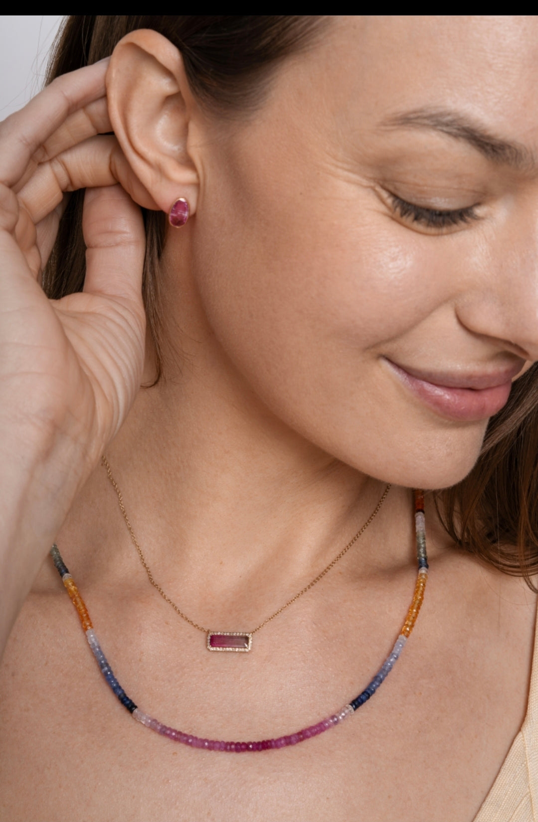 14K Multi-Color Sapphire Necklace