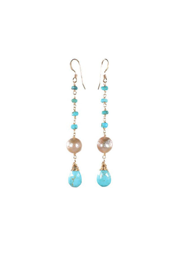 Turquoise and Pearl Earrings