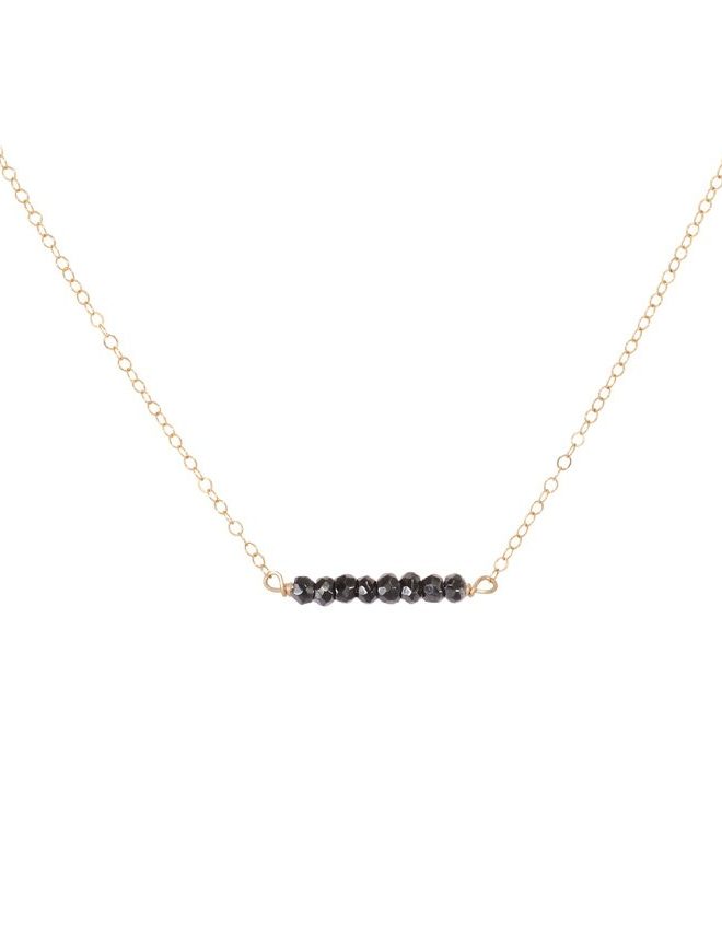 JK Designs Black Spinel Bar Necklace