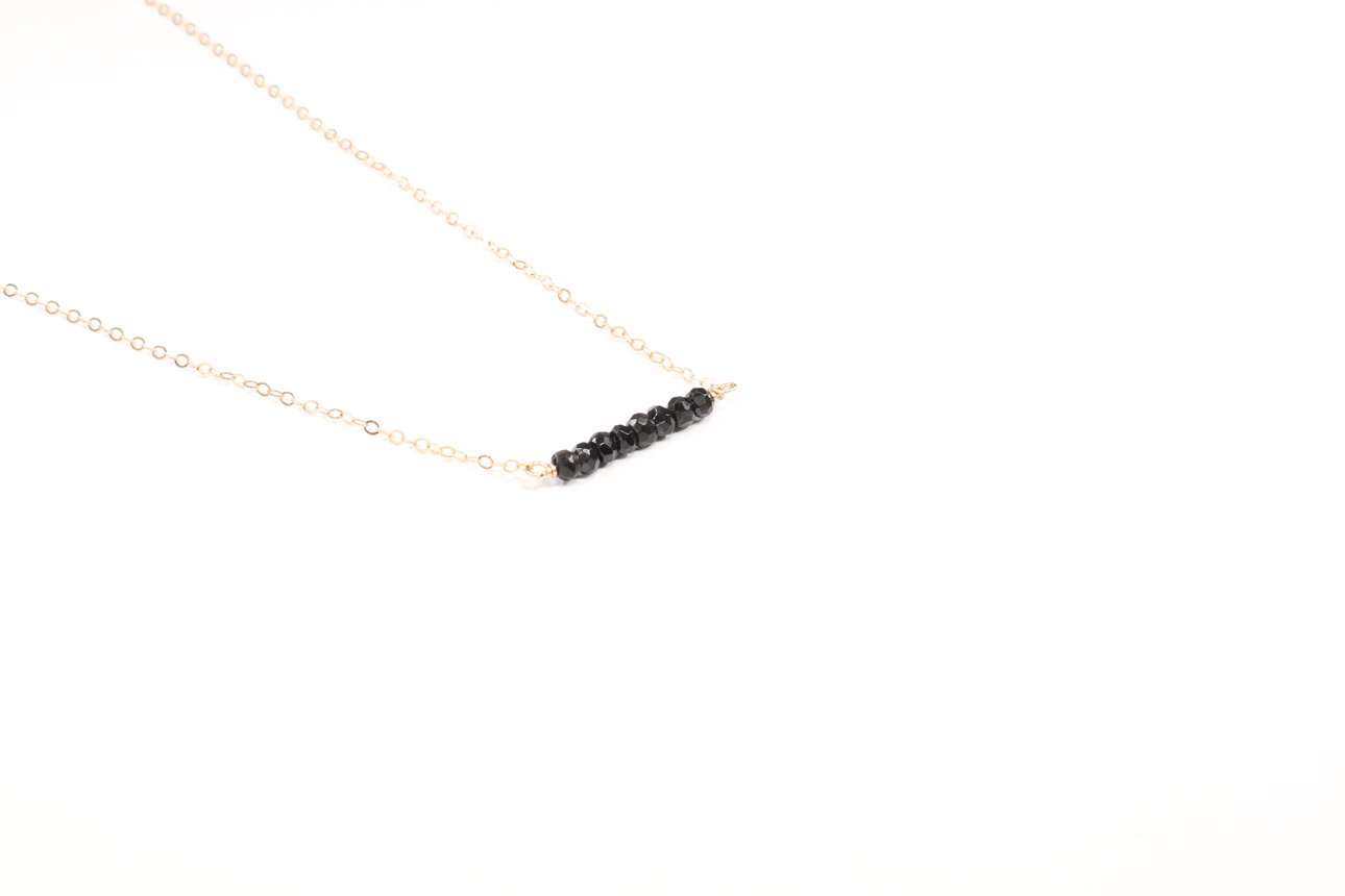 JK Designs Black Spinel Bar Necklace