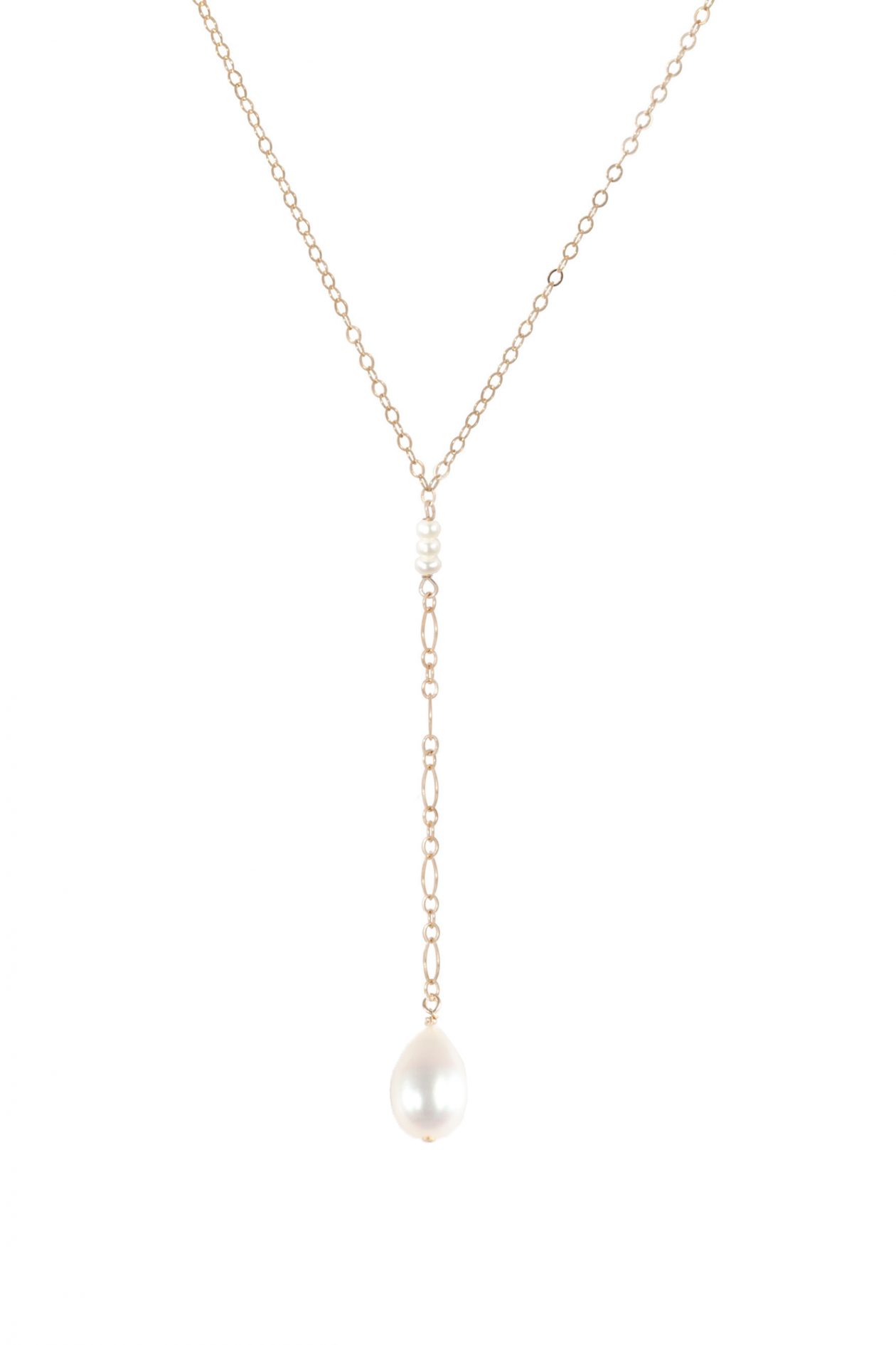 JK Designs "Y" Drop Necklace in Pearl